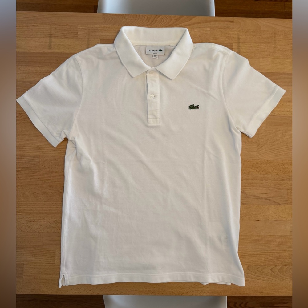 Lacoste White Polo with Green Crocodile Logo